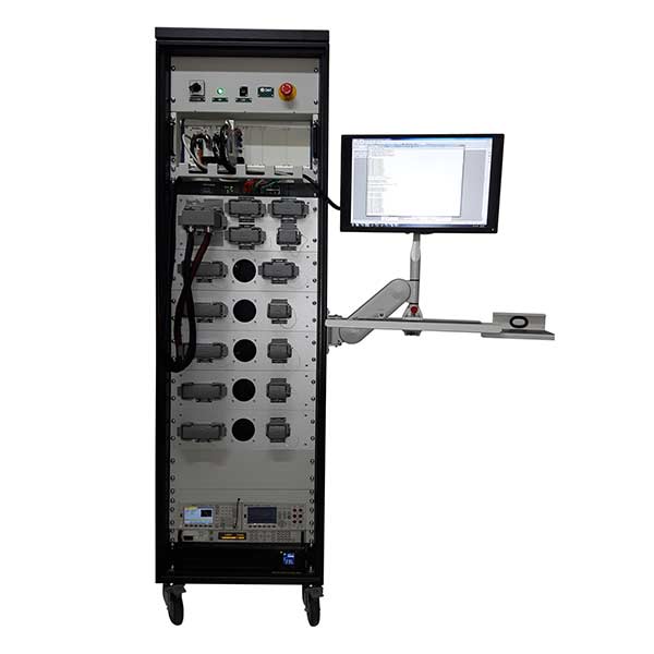 Multifunctional tester with vertical architecture